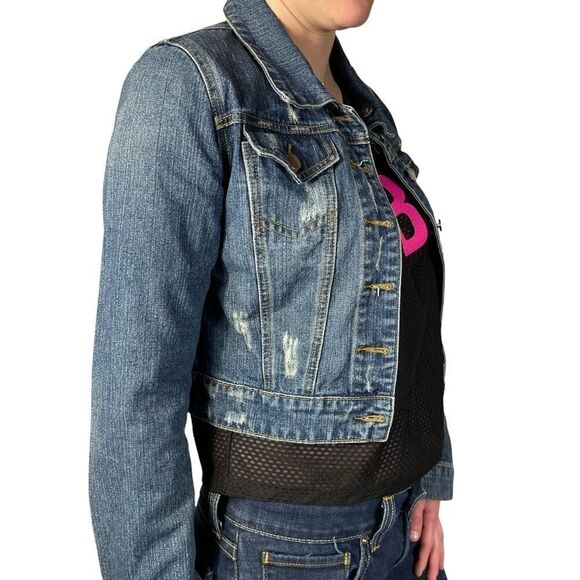 Thread Supply Cropped Distressed Blue Jean Jacket - Picture 5 of 10